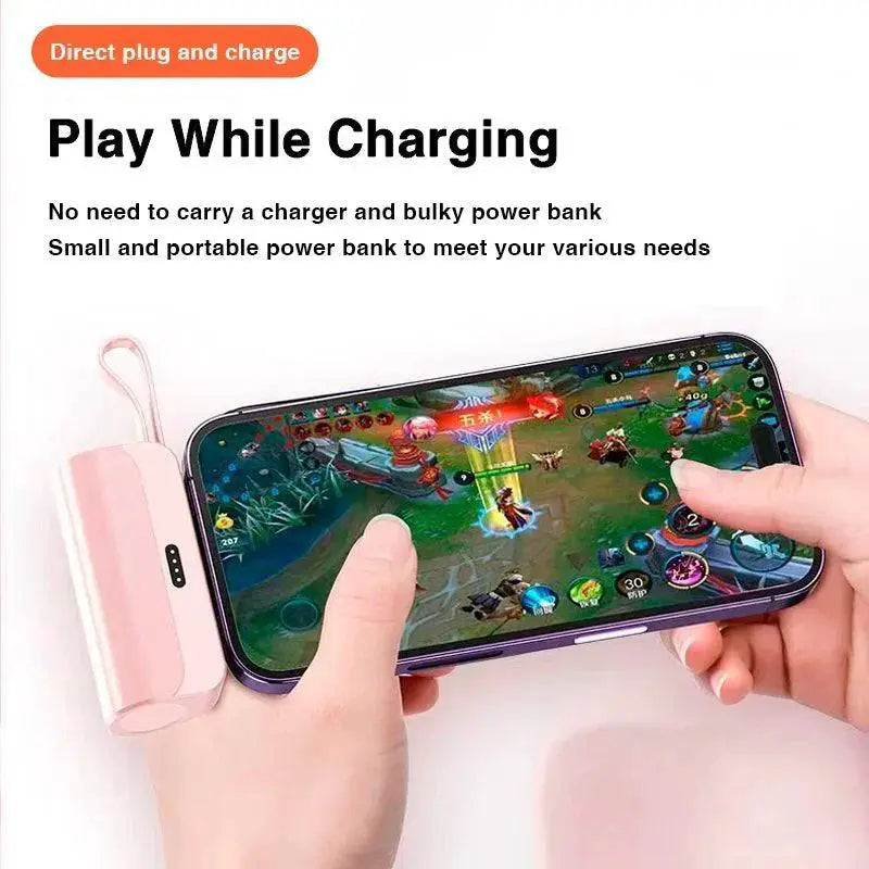 Compact 10000 mAh Fast Charging Power Bank Built In Cable