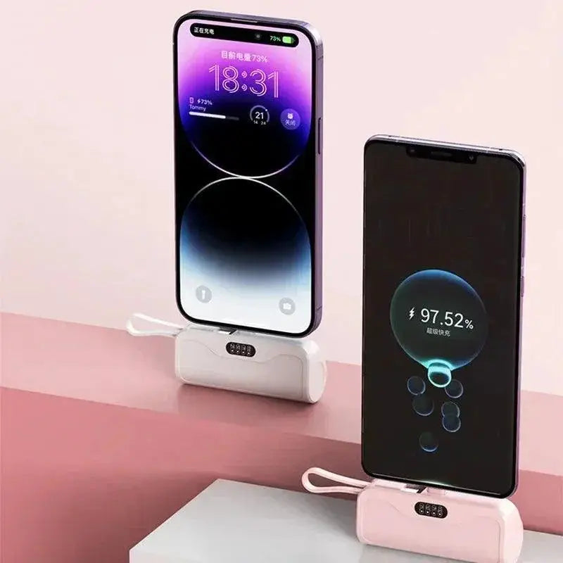 Compact 10000 mAh Fast Charging Power Bank Built In Cable