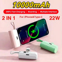 Compact 10000 mAh Fast Charging Power Bank with Built-in Cable