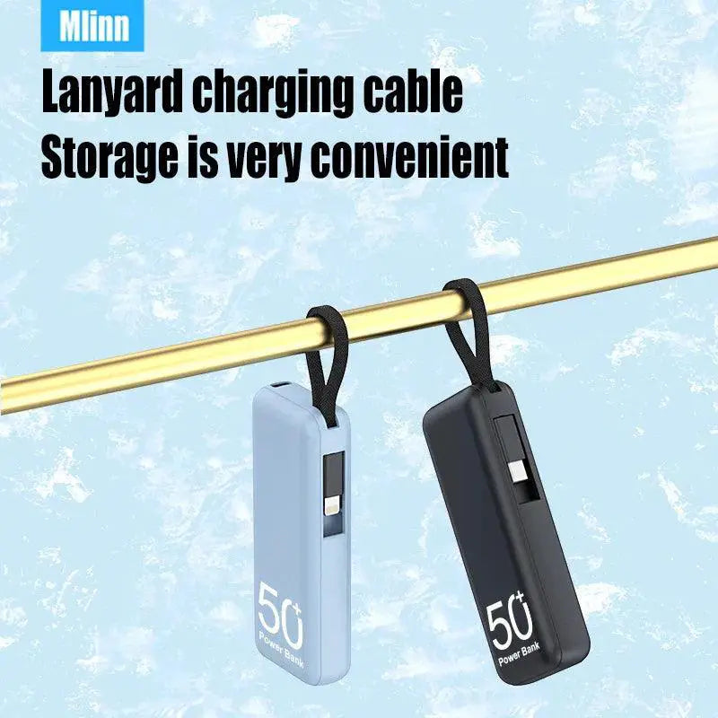 Compact 5000mAh Power Bank With Built in Cable for Devices