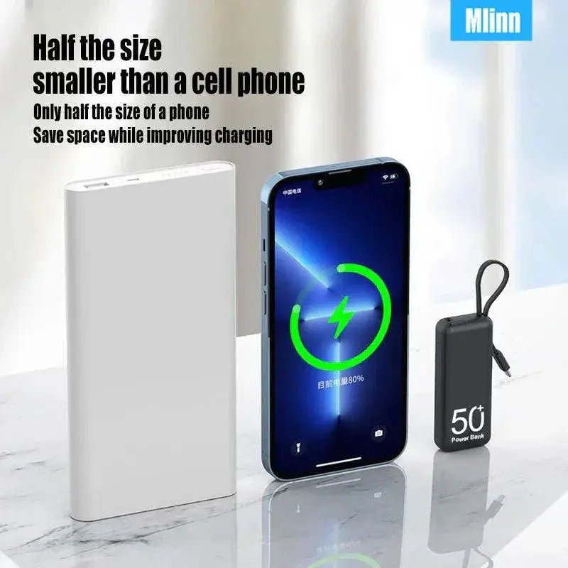 Compact 5000mAh Power Bank With Built in Cable for Devices