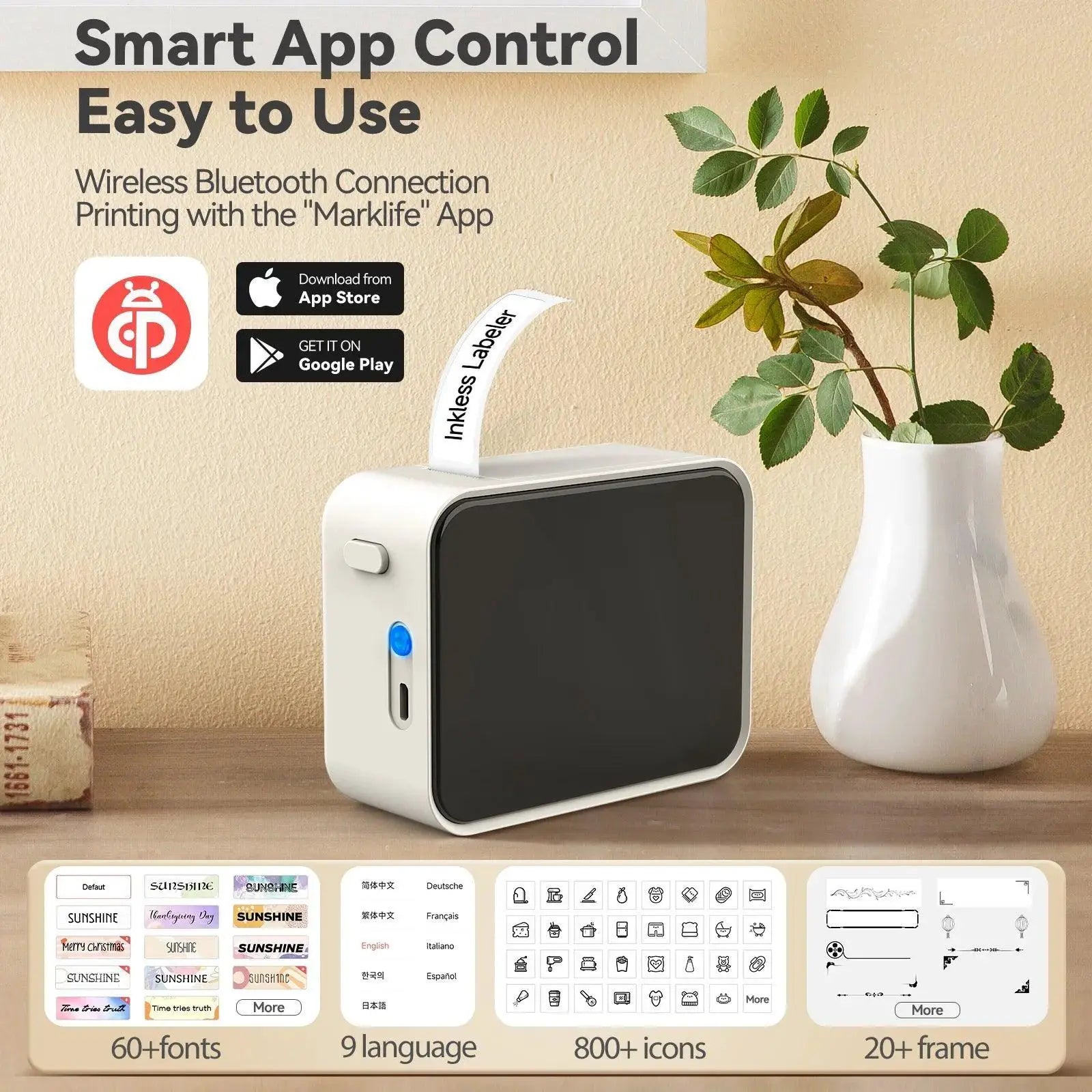 Compact Bluetooth Thermal Label Printer For Home Office