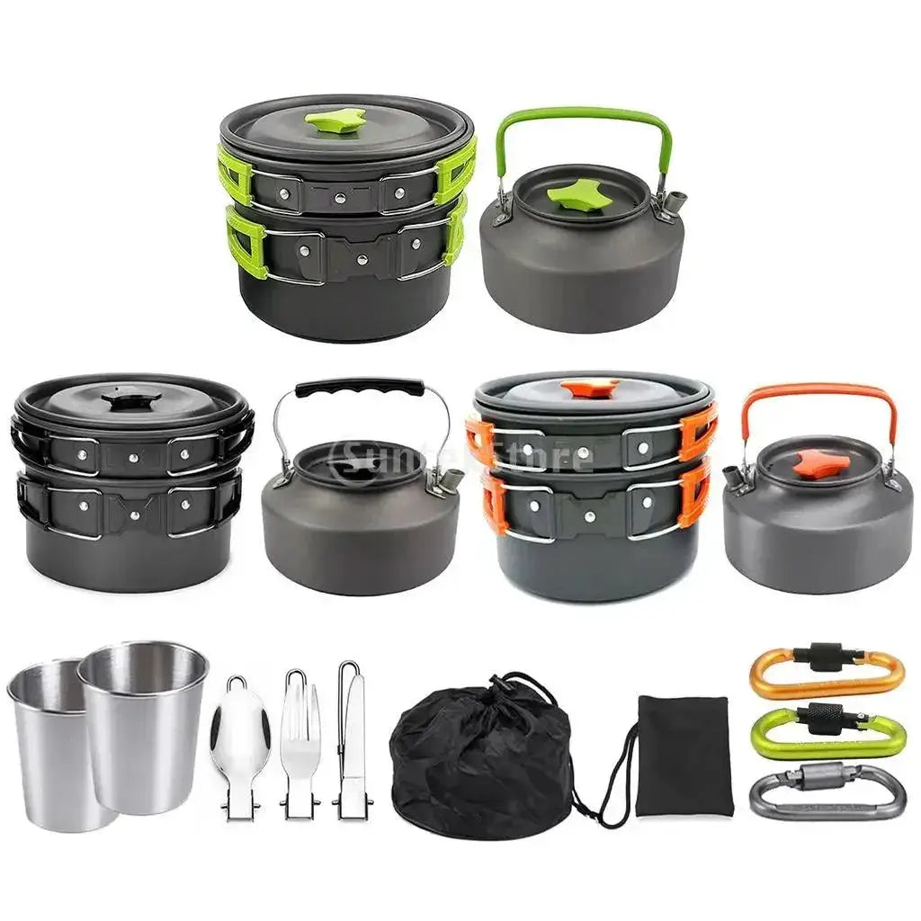 Compact Outdoor Camping Cookware Set With Foldable Cutlery
