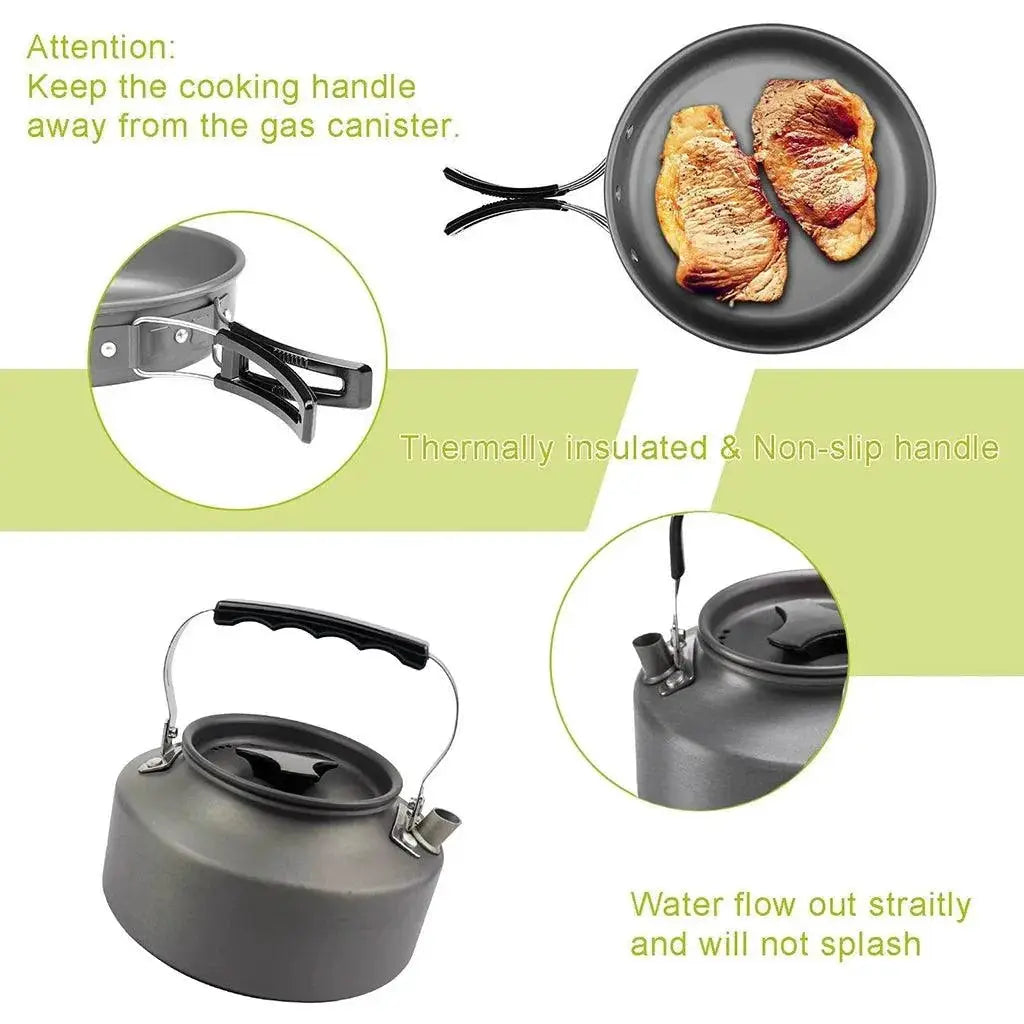 Compact Outdoor Camping Cookware Set With Foldable Cutlery