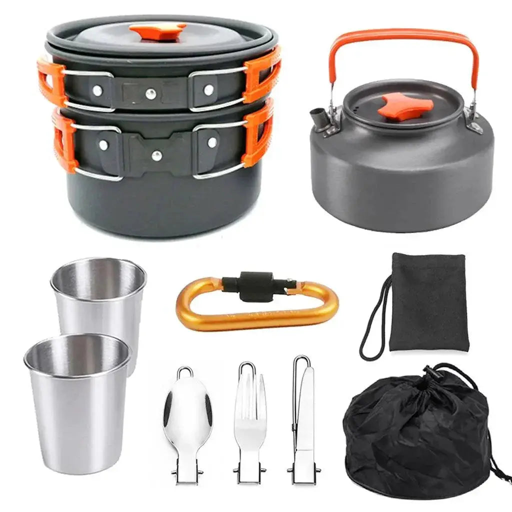 Compact Outdoor Camping Cookware Set With Foldable Cutlery