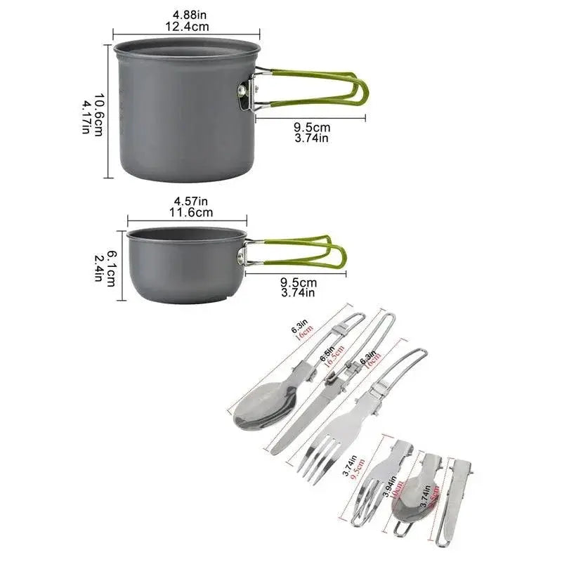 Compact Outdoor Cooking Set With Mini Gas Stove Utensils