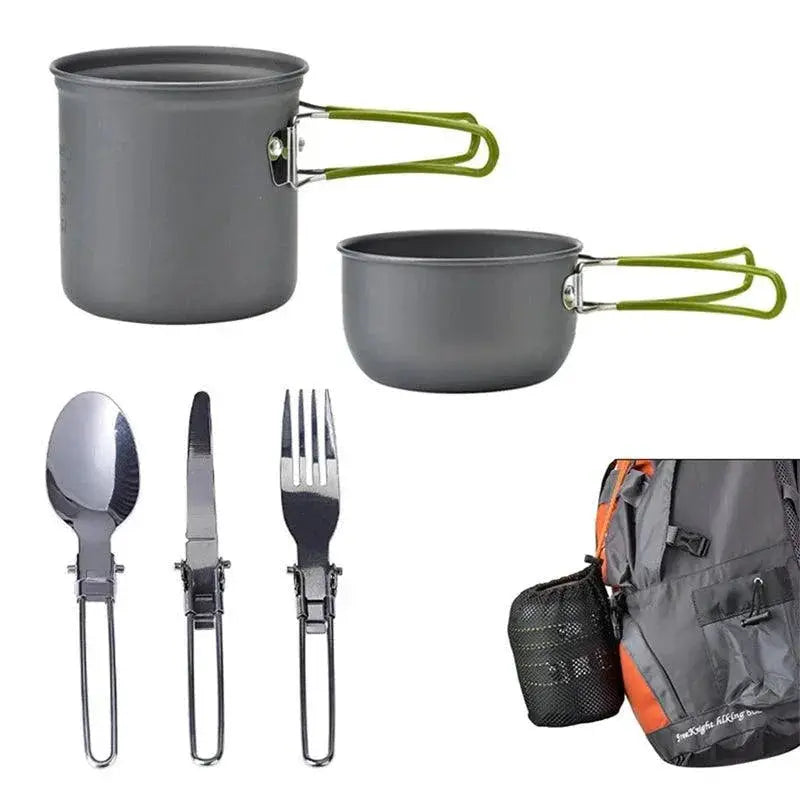 Compact Outdoor Cooking Set With Mini Gas Stove Utensils