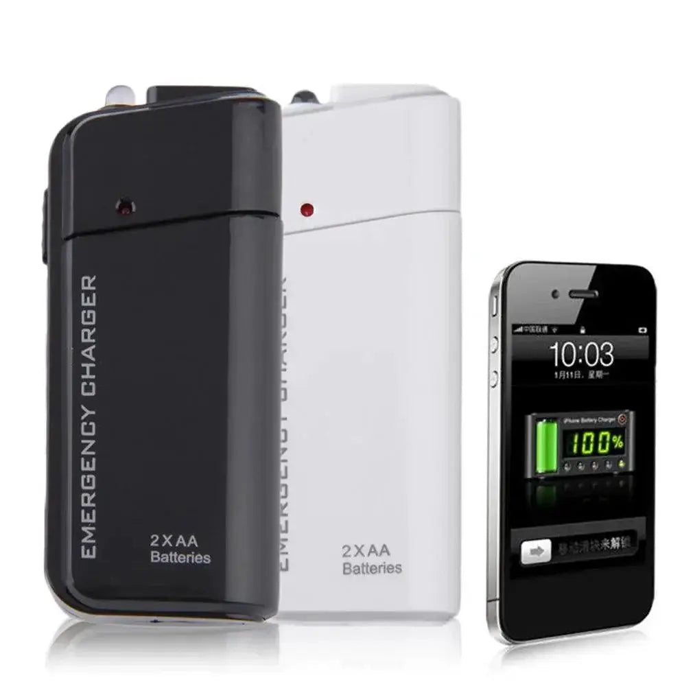 Compact USB AA Battery Power Bank Emergency Charger White