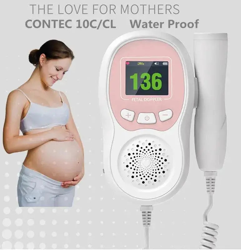Contec Pink Fetal Doppler Heart Monitor For Baby Heartbeat