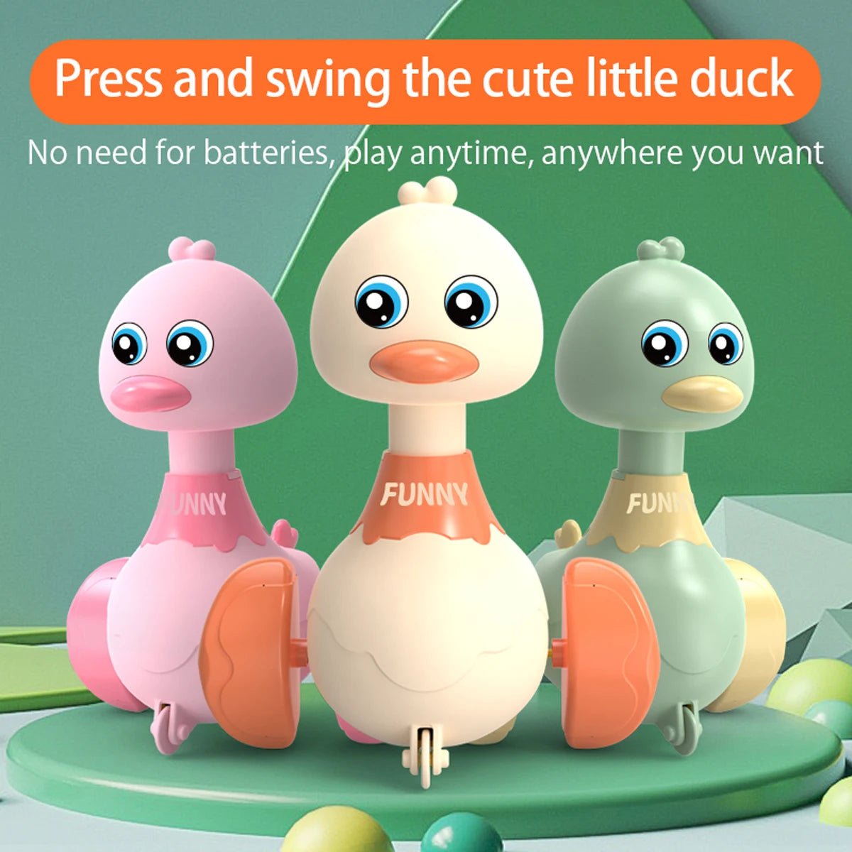 Conusea Press Swing Duck Toy - Battery Free Pull Back ToyPro For Babies Toddlers