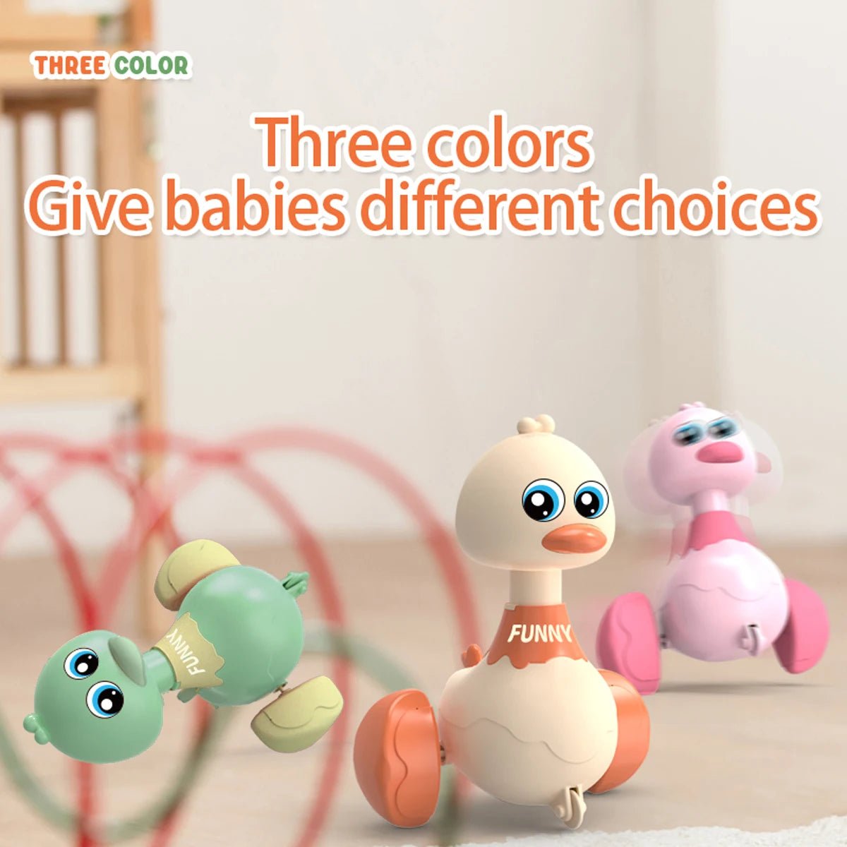 Conusea Press Swing Duck Toy - Battery Free Pull Back ToyPro For Babies Toddlers