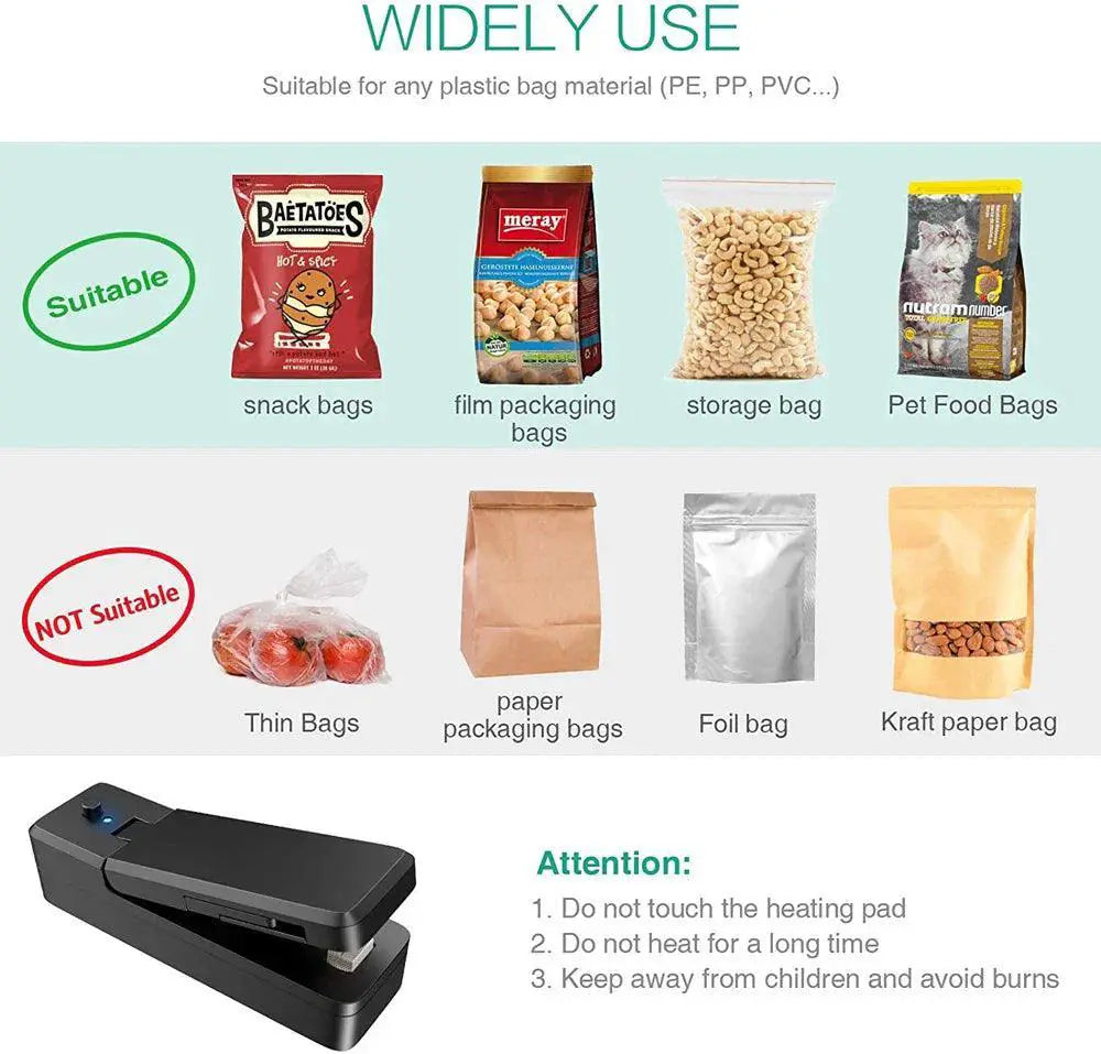 Cordless Mini Bag Sealer Portable Eco Friendly Kitchen Tool