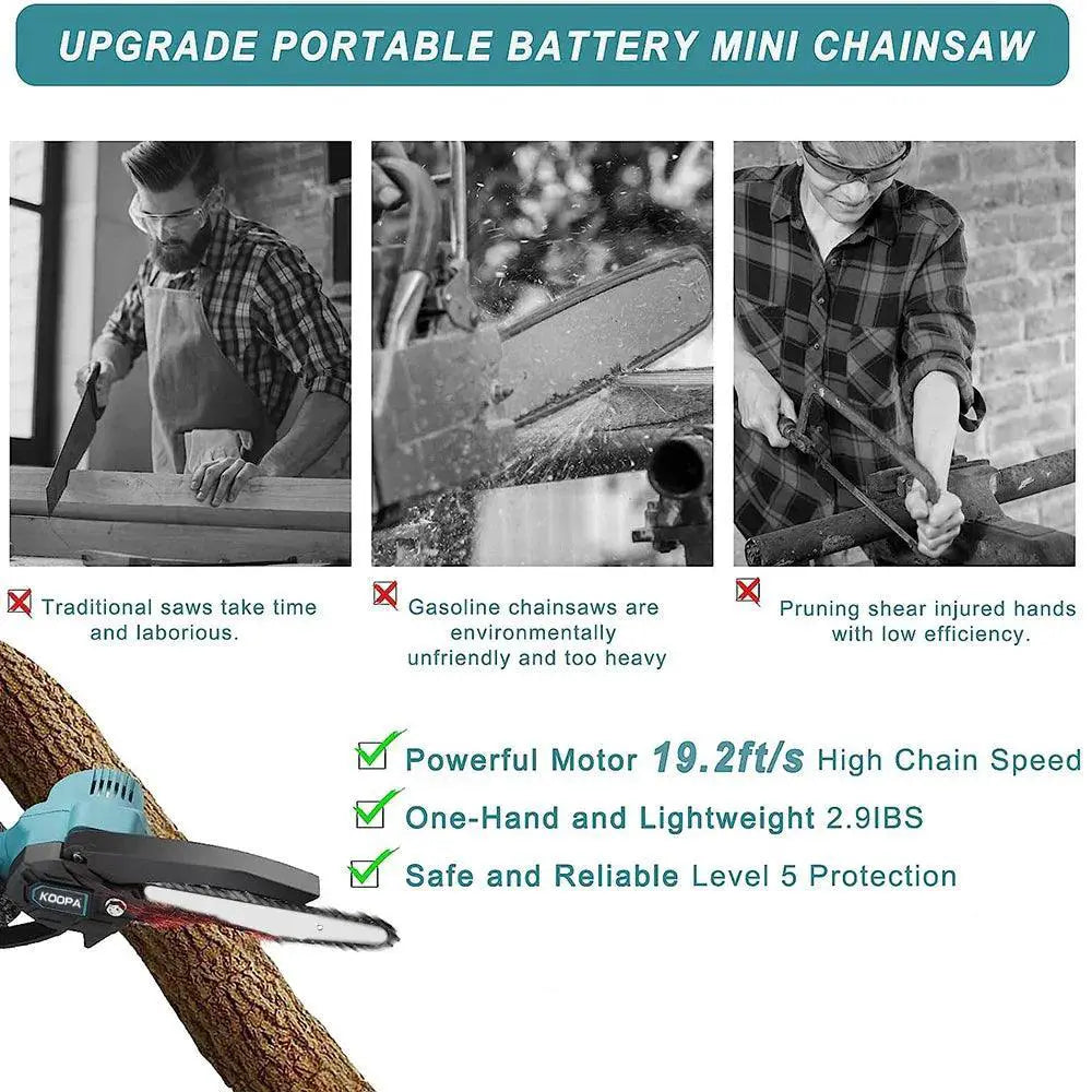 Cordless Mini Chainsaw 6 - Inch With 2.0Ah Battery Easy To Use