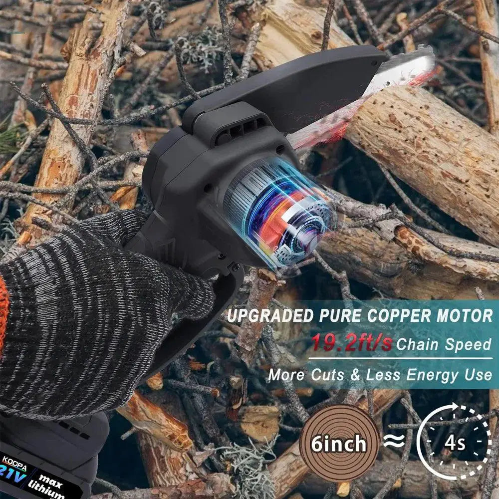 Cordless Mini Chainsaw 6 - Inch With 2.0Ah Battery Easy To Use