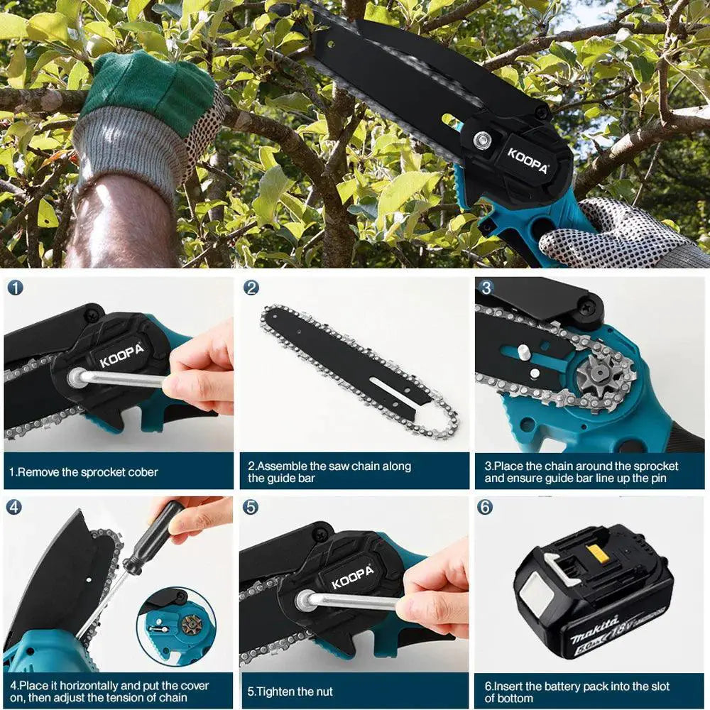 Cordless Mini Chainsaw 6 - Inch With 2.0Ah Battery Easy To Use