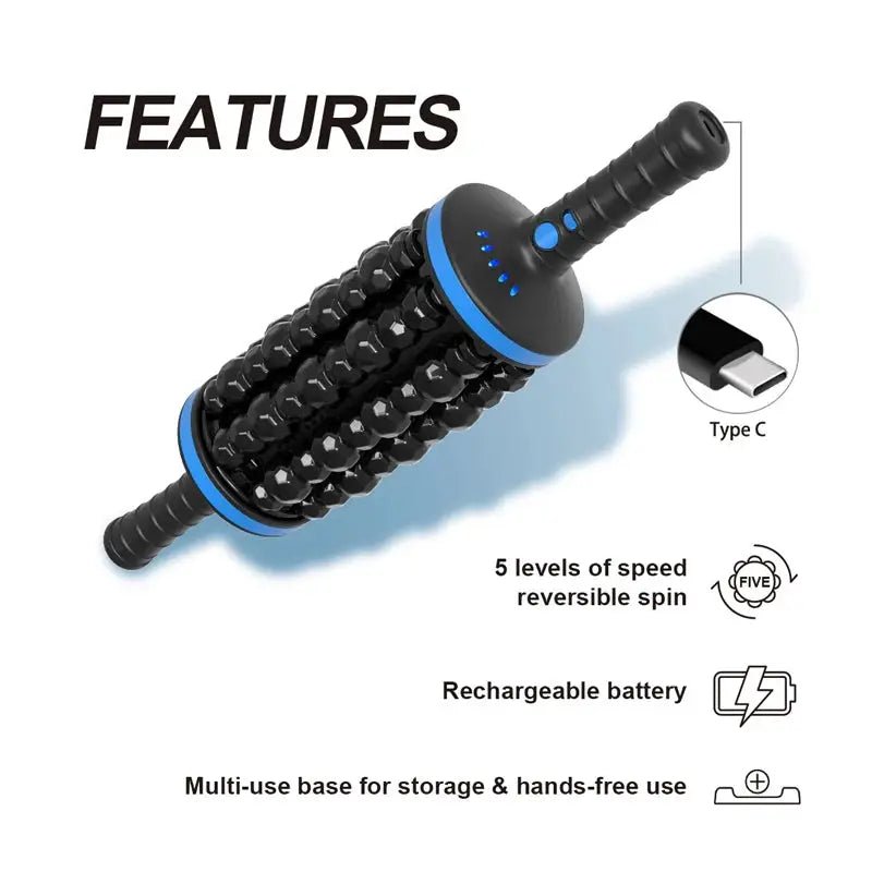 Cordless Roller Body Massager Rechargeable Deep Tissue Relief On The Go