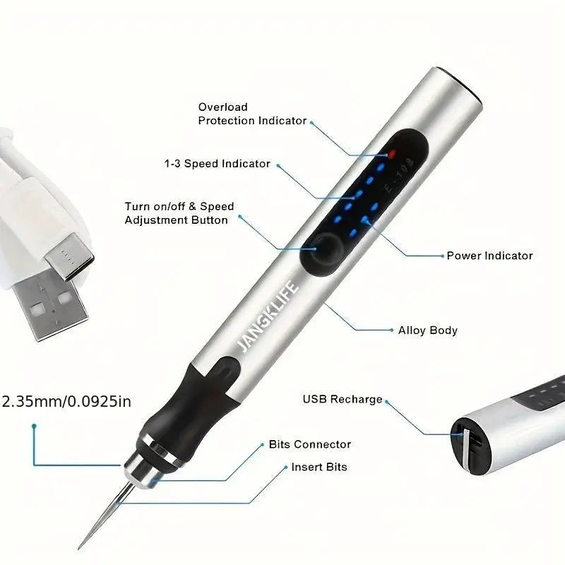 Cordless USB Rotary Tool Kit For Woodworking And Engraving