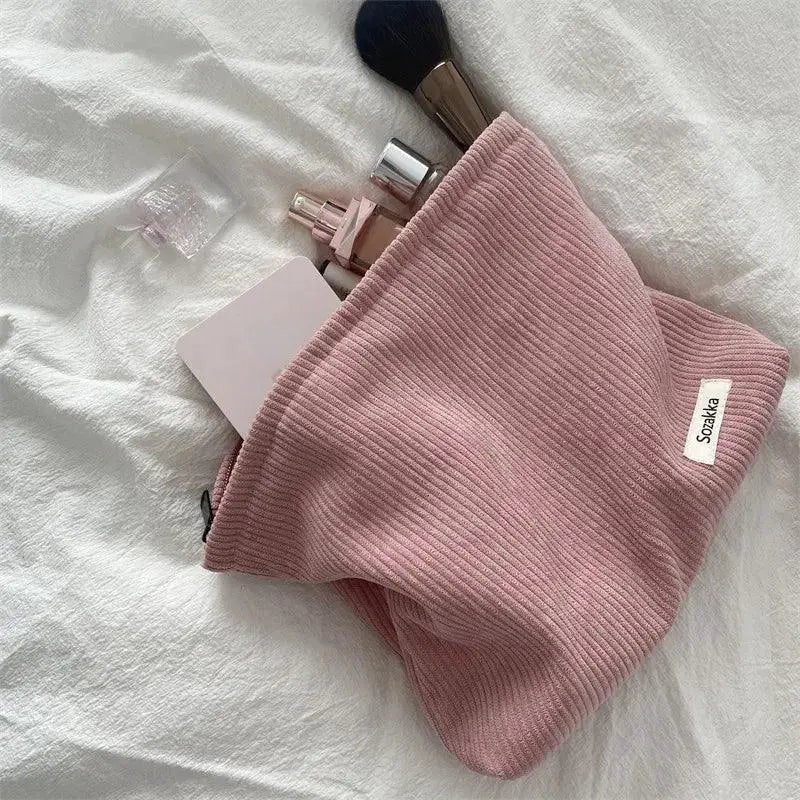 Corduroy Makeup Storage Bag Cosmetic Organizer For Women