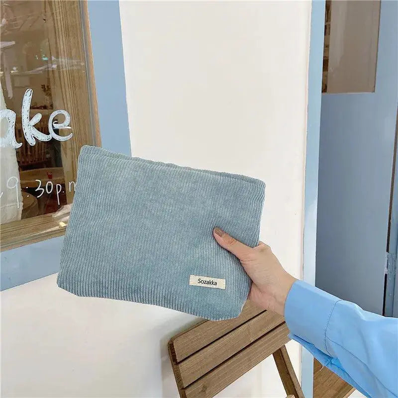 Corduroy Makeup Storage Bag Cosmetic Organizer For Women