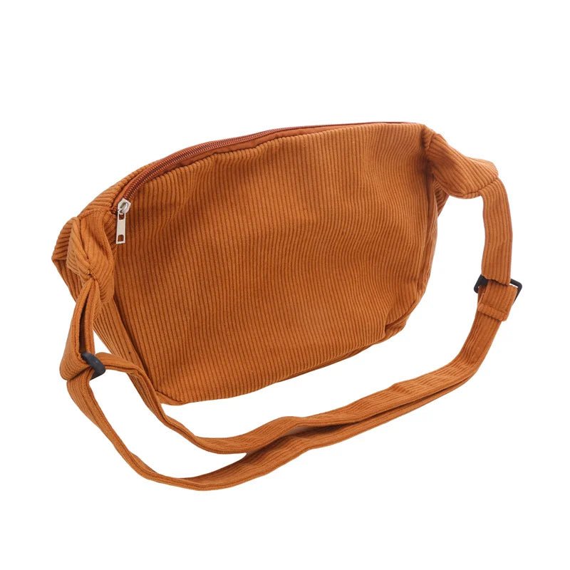 Corduroy Shoulder Bag For Ladies Crossbody Minimalist Zipper Handbag Everyday Use