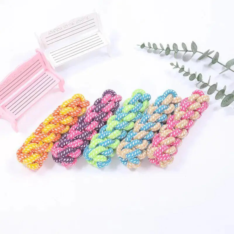 Cotton Rope Dog Toy Colorful Teething Chew For Small Dogs