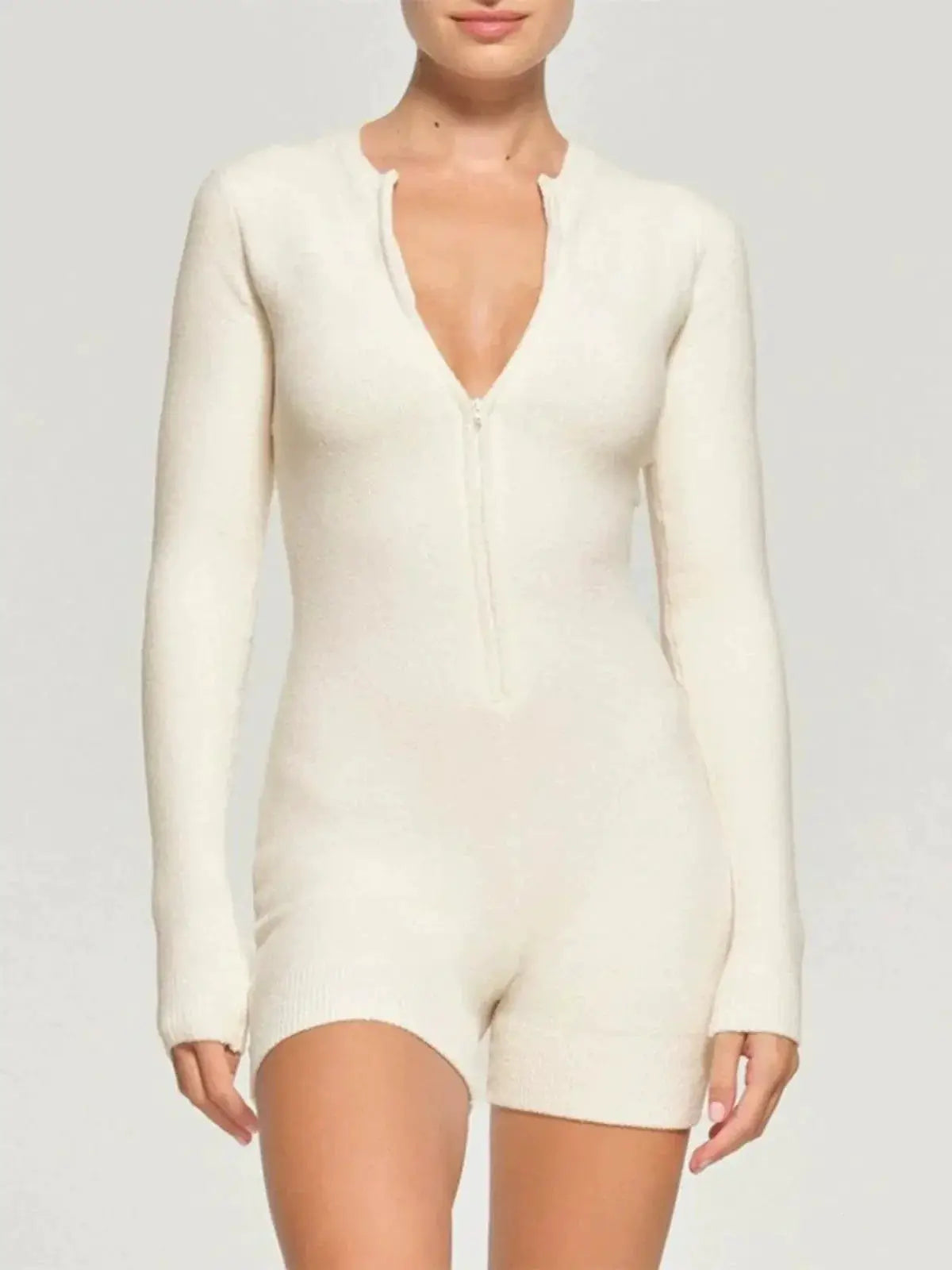 Cozy Knit Jumpsuit Zipper Sweater For Chic Comfort