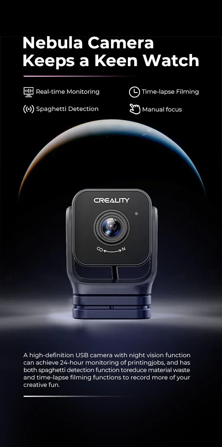 Creality Nebula Camera: HD USB Monitoring with Night Vision & Time - Lapse