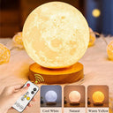 Night Lamp: Creative 3D Moon 360° Rotating LED Touch Control
