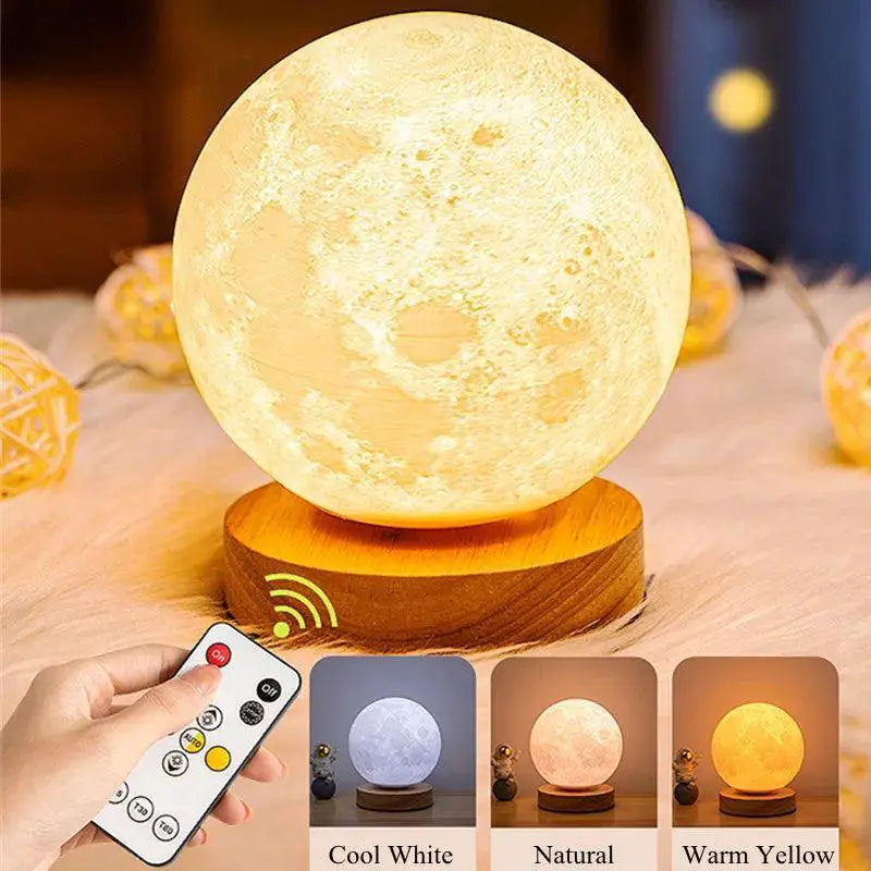 Creative 3D Moon Night Lamp 360 Degree Rotating LED Touch