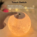 Night Lamp: Creative 3D Moon 360° Rotating LED Touch Control