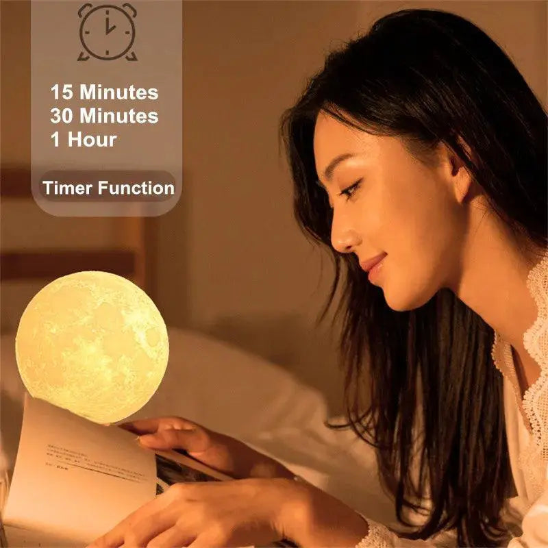 Creative 3D Moon Night Lamp 360 Degree Rotating LED Touch