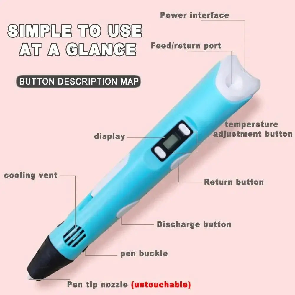 Creative USB Rechargeable 3D Art Pen For Kids Graffiti