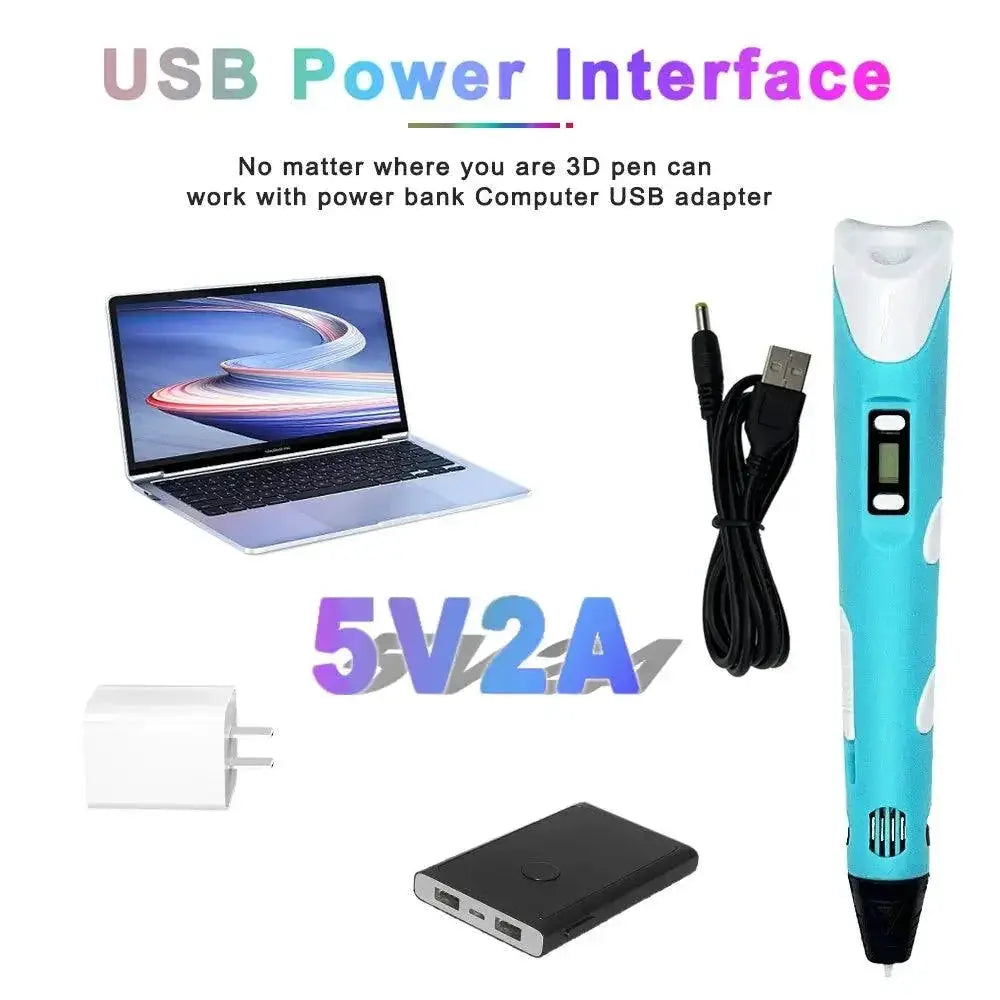 Creative USB Rechargeable 3D Art Pen For Kids Graffiti