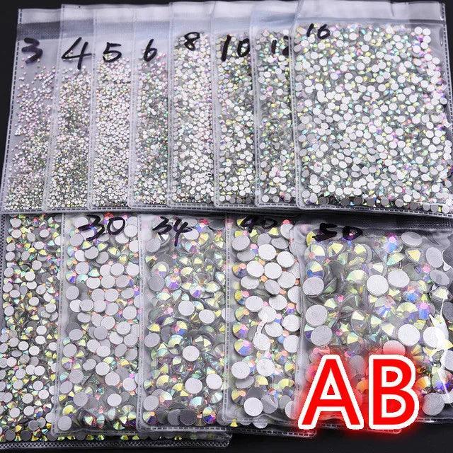 Crystal AB Glass Rhinestones Mix for Nail Art and Garments