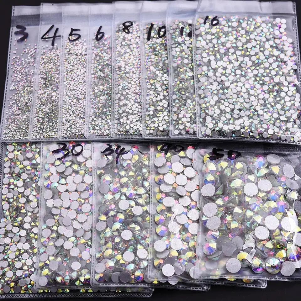 Crystal AB Gold 3D Rhinestone Nail Art Decor Charm Set