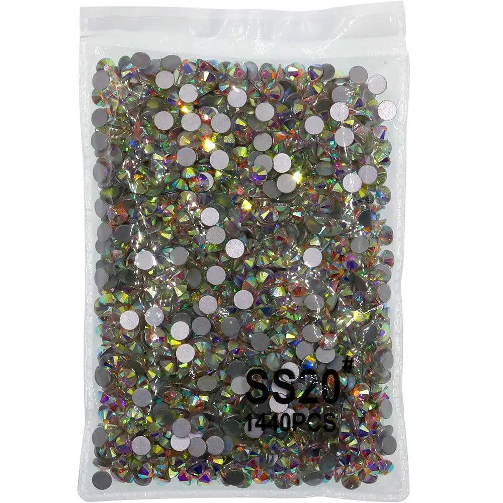 Crystal AB Gold 3D Rhinestone Nail Art Decor Charm Set