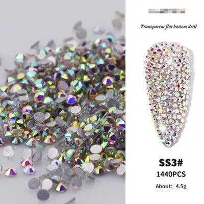Crystal AB Gold 3D Rhinestone Nail Art Decor Charm Set