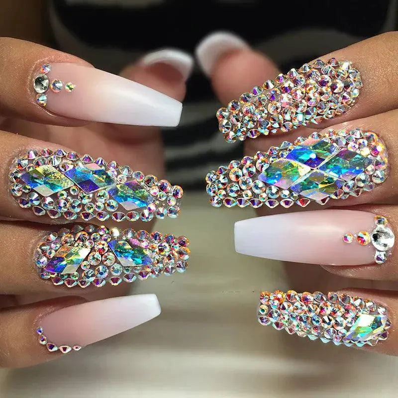 Crystal AB Gold 3D Rhinestone Nail Art Decor Charm Set