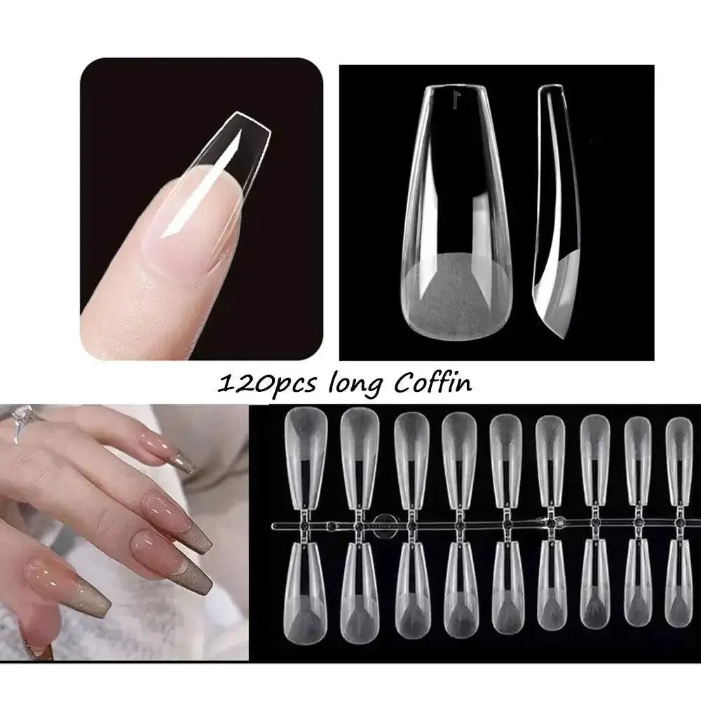 Crystal Clear Coffin Press On Nails Effortless Instant Glam