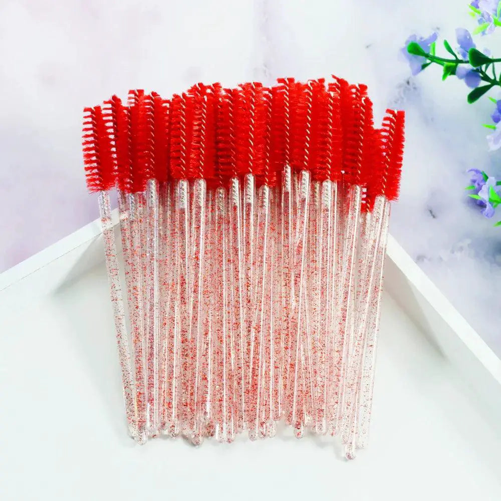Crystal Stick Eyelash Brushes 50 Pack For Precise Makeup