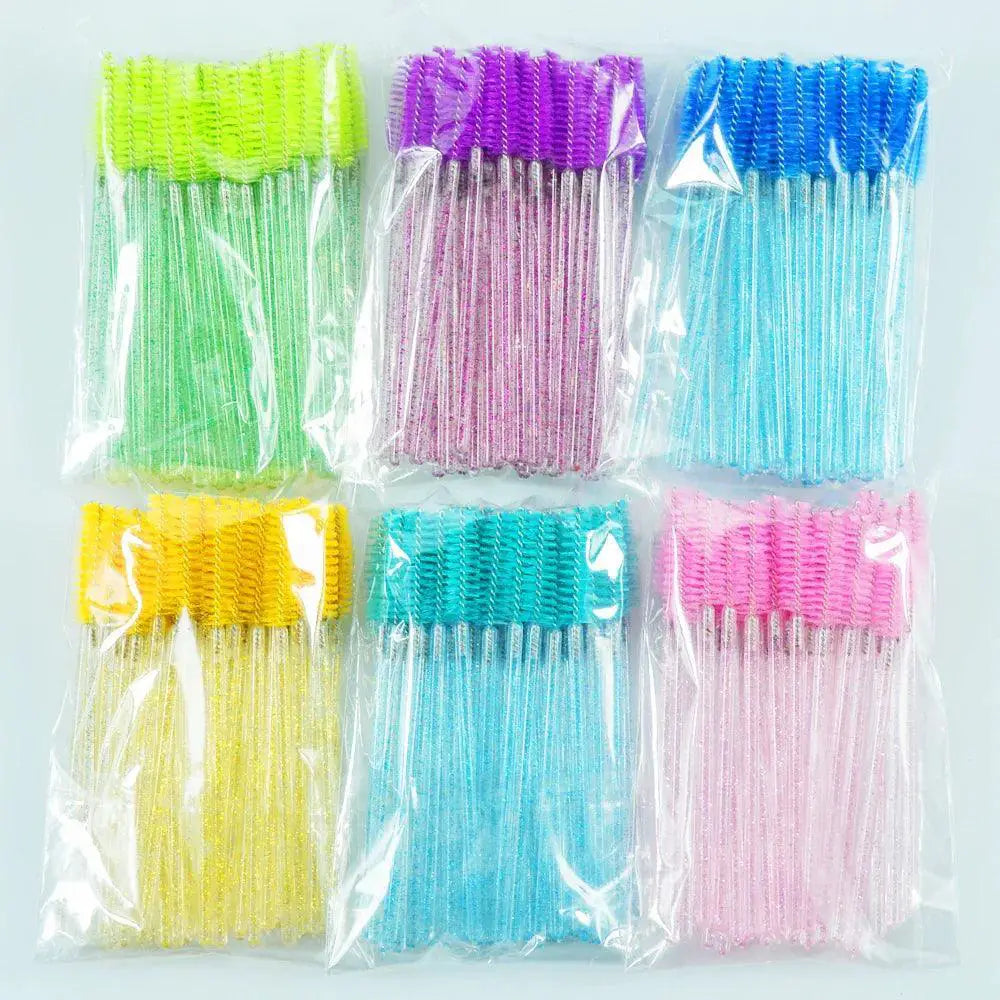 Crystal Stick Eyelash Brushes 50 Pack For Precise Makeup