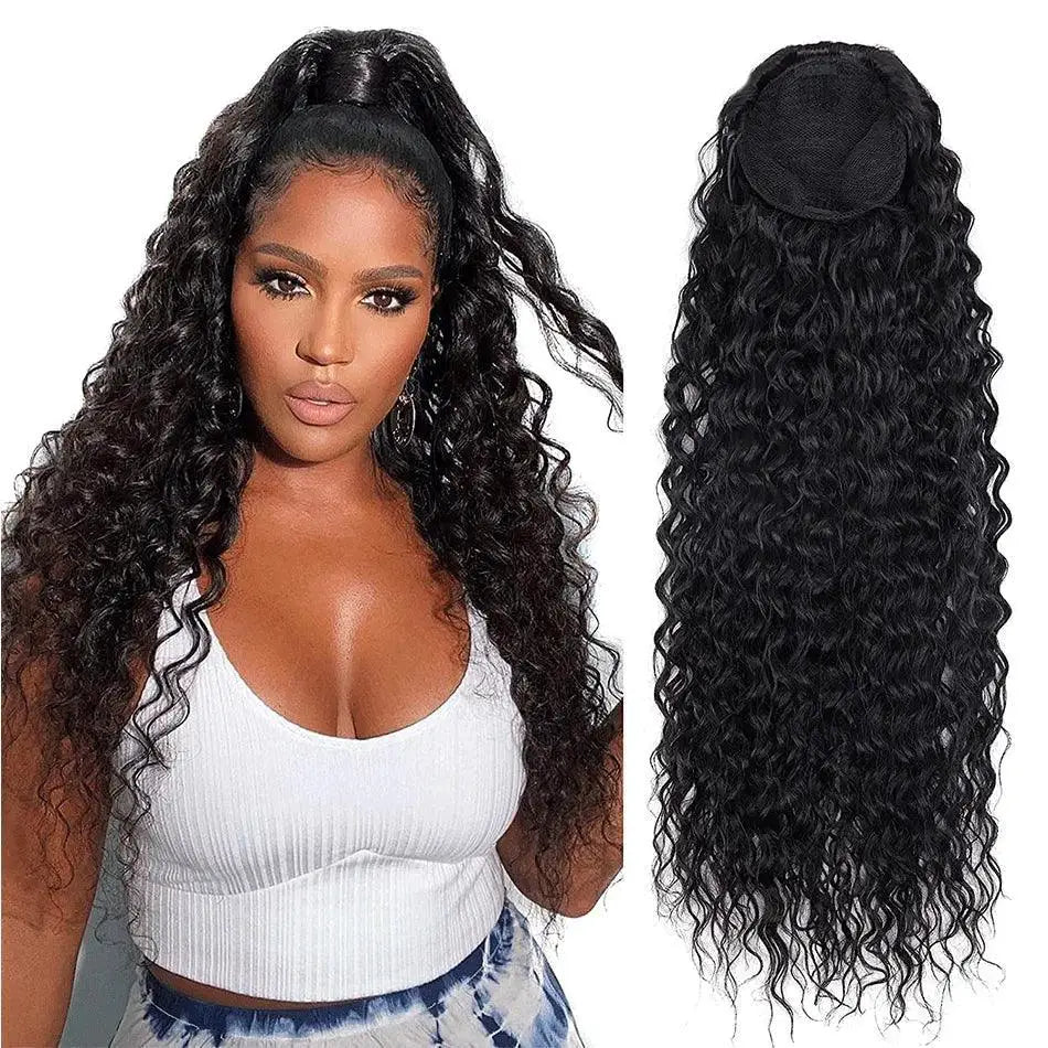Curly Drawstring Ponytail Wig 32 Inch Afro Hairpiece