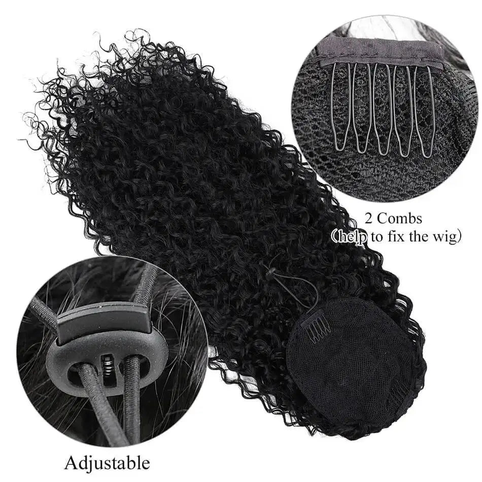 Curly Drawstring Ponytail Wig 32 Inch Afro Hairpiece