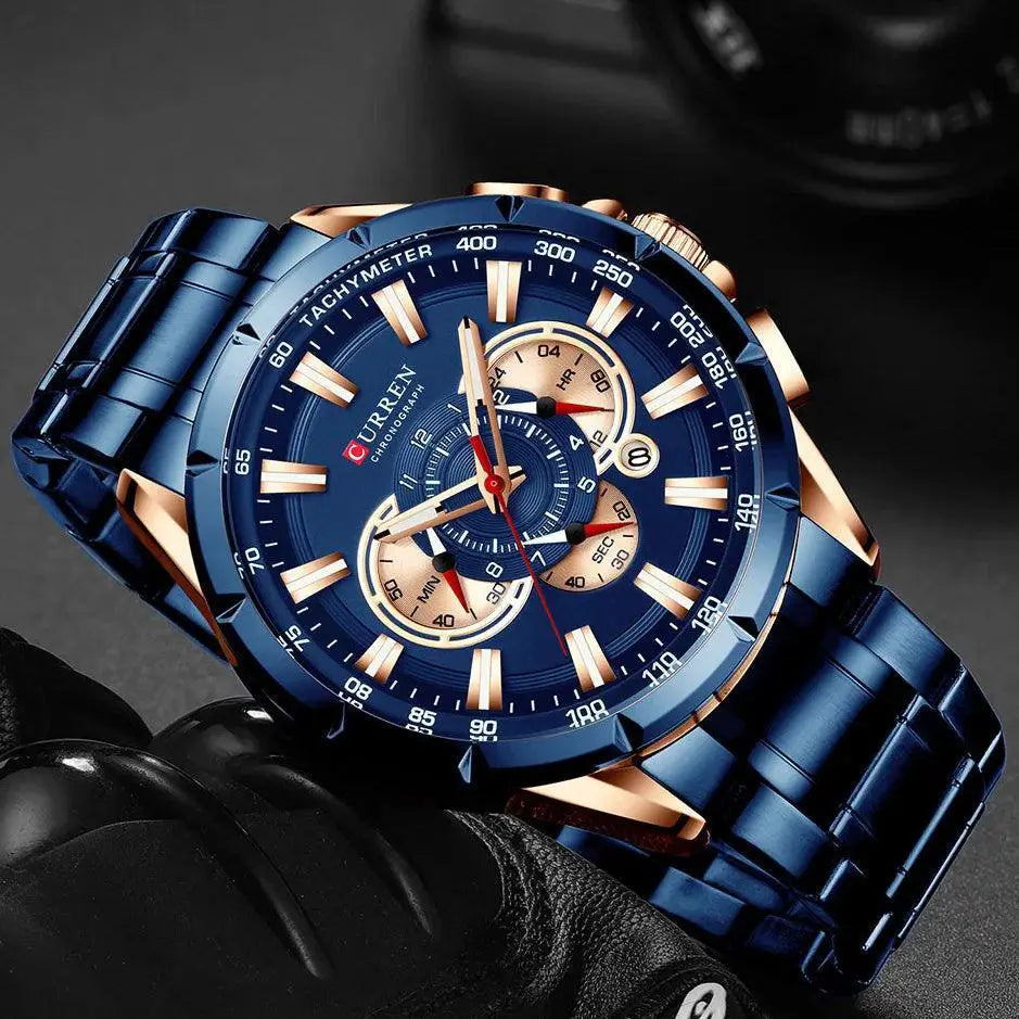 Curren Chronograph Mens Sport Watch Waterproof Design