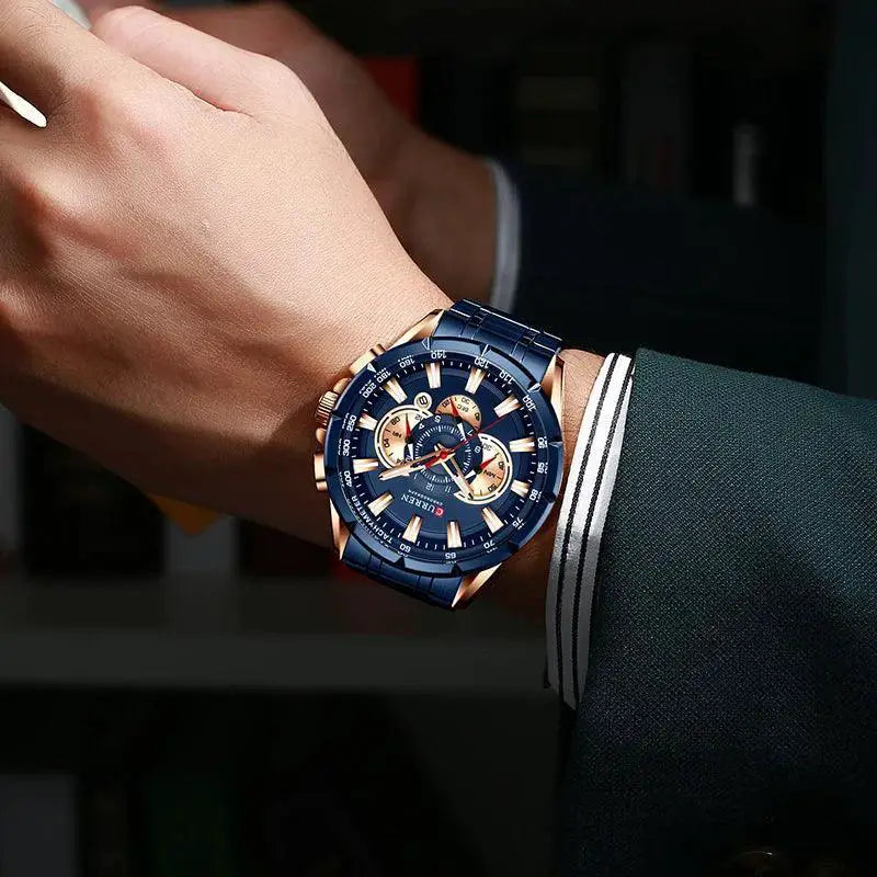 Curren Chronograph Mens Sport Watch Waterproof Design