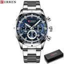 Curren Men's Blue Dial Chronograph Steel Watch Waterproof