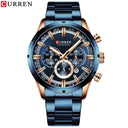 Curren Men's Blue Dial Chronograph Steel Watch Waterproof