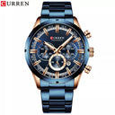 Curren Men's Blue Dial Chronograph Steel Watch Waterproof
