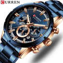 Curren Men's Blue Dial Chronograph Steel Watch Waterproof