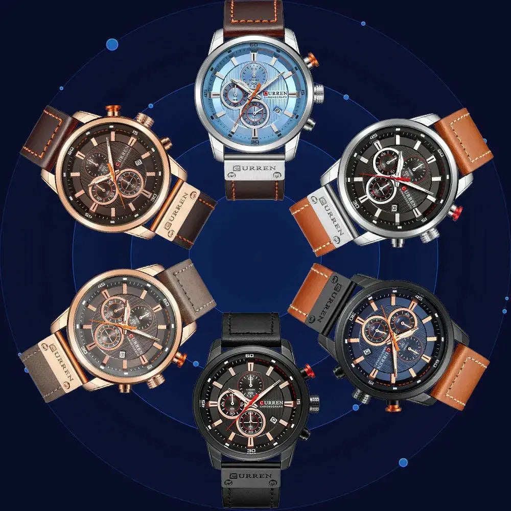 CURREN Men's Chronograph Watch Quartz Timepiece Design - OurLum.com